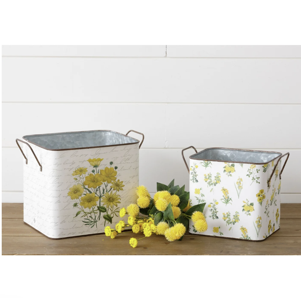 Floral Metal Containers The Salvaged Boutique